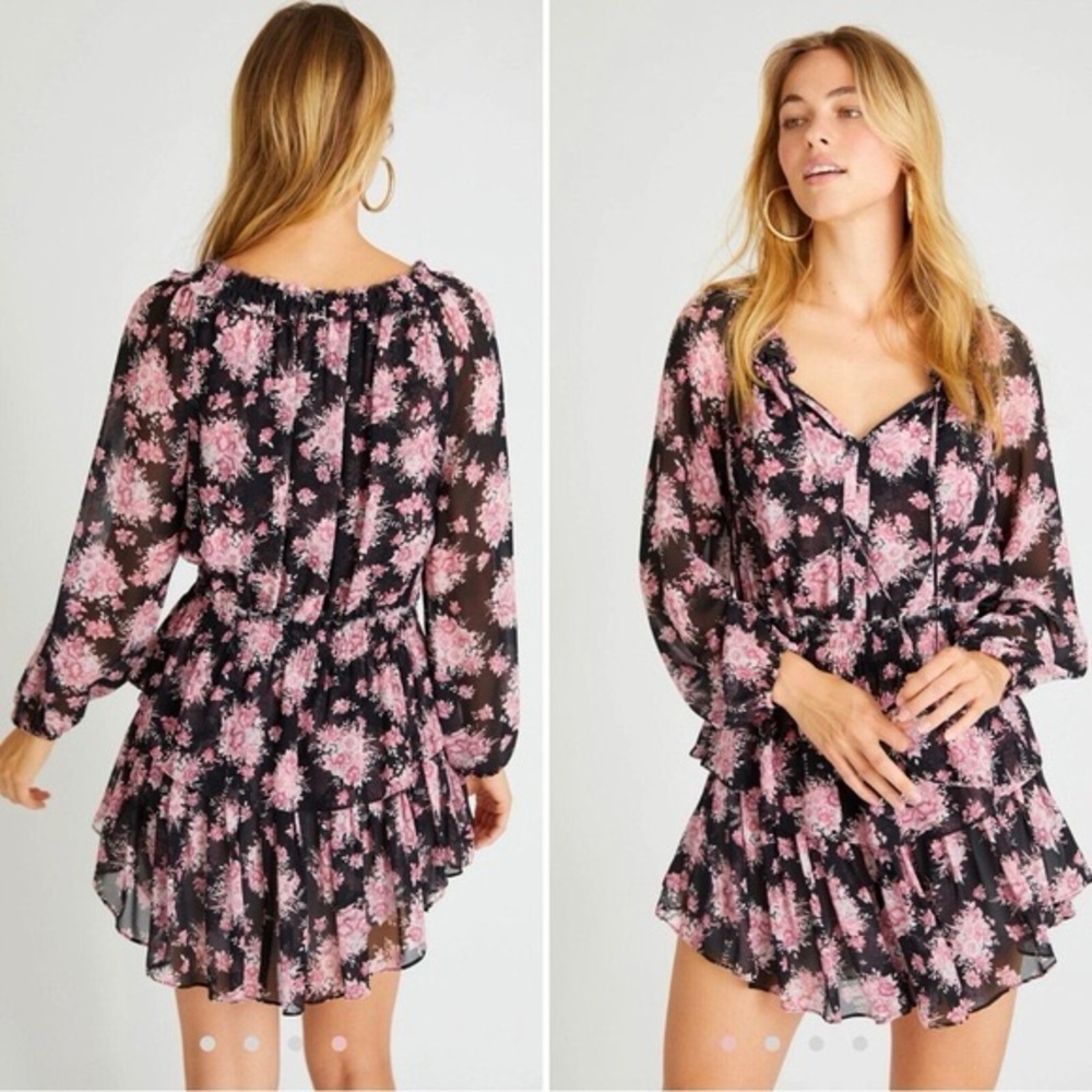 LOVESHACKFANCY Silk Popover Raven Mini Dress Size Large NWT